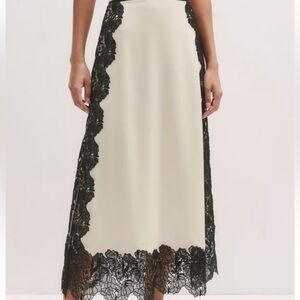 Me+em floral lace trim slip skirt ivory/black
